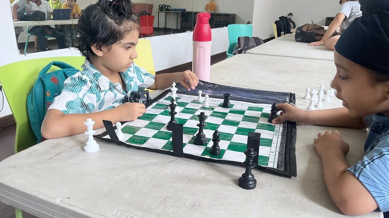 Chess class at B.P. Jain Skill Development Center